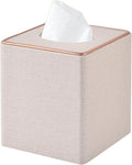 Linen Square Tissue Box Cover, Cube Tissue Box Holder－Excellent Rosegold by RHCSZ