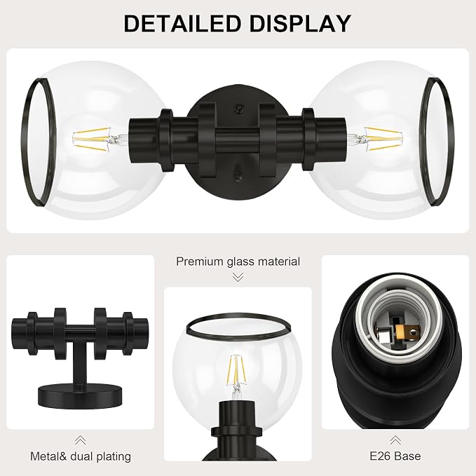 Wall Sconces Set of Two, Hardwired Modern Wall Light Fixtures - Image 4