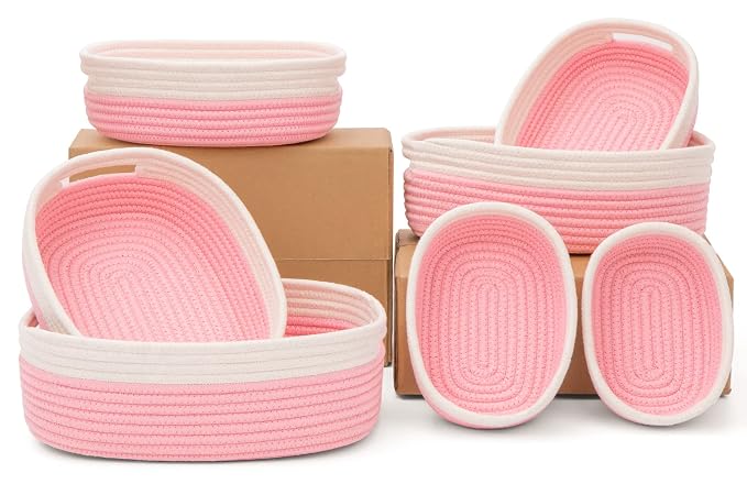 7 Piece Cotton Rope Woven Basket Set by HLWDFLZ