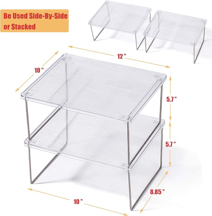 IVYHOME Pantry Organizer, Cabinet Storage Shelf Rack, Stackable Kitchen Cabinet - Image 2