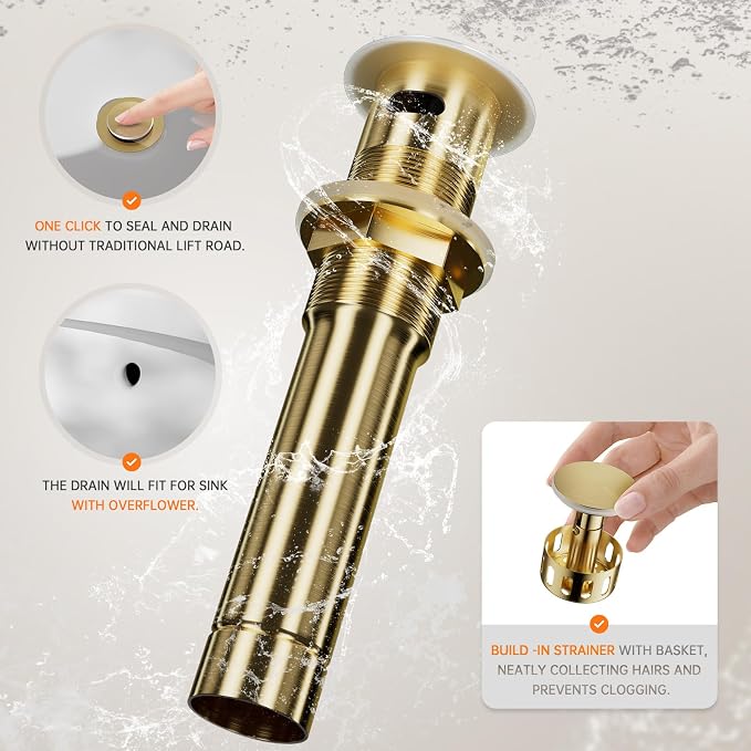 Phiestina Brushed Gold 4 Inch 2 Handle Centerset Lead-Free Bathroom Faucet 2 - Image 9