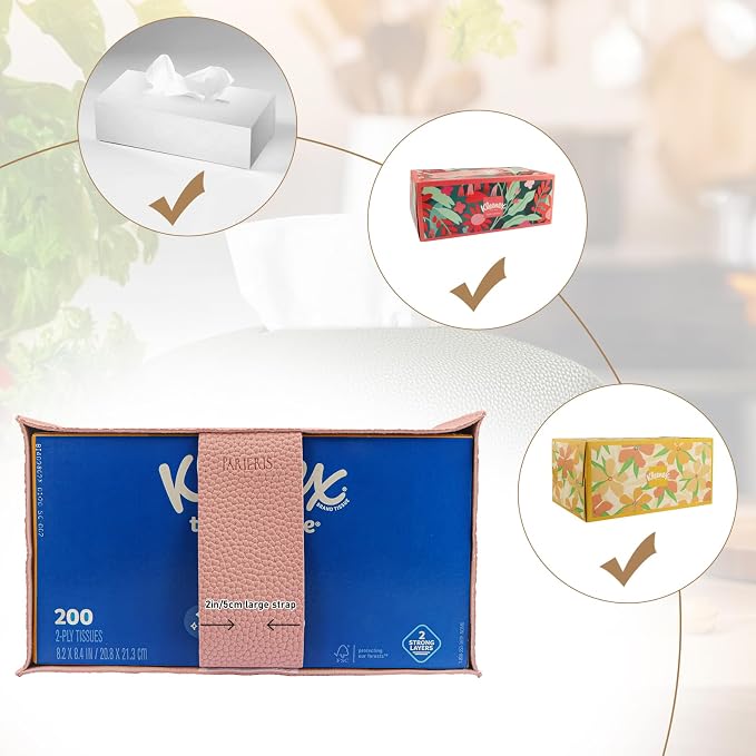 Tissue Box Cover PU Leather Tissue Holder Rectangle Facial Tissue Case Tissue - Image 3