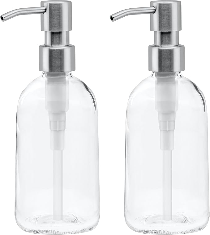Grove Co. Gel Hand Soap Dispenser 2 x Refillable Glass Bottles by GroveCo