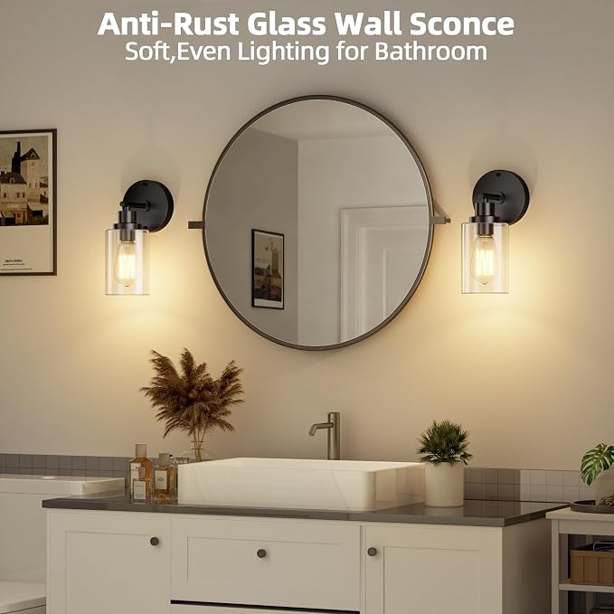 GORDNWE 1-Light Bathroom Wall Sconce, Matte Black Vanity Light, Modern Wall - Image 3