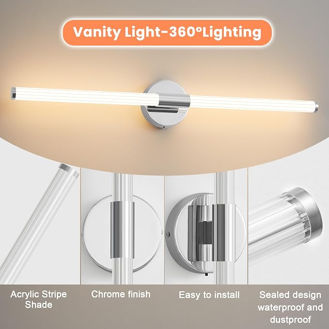 Bathroom Wall Sconces Set of 2 Hardwired Dimmable 5CCT LED Bathroom Light - Image 5