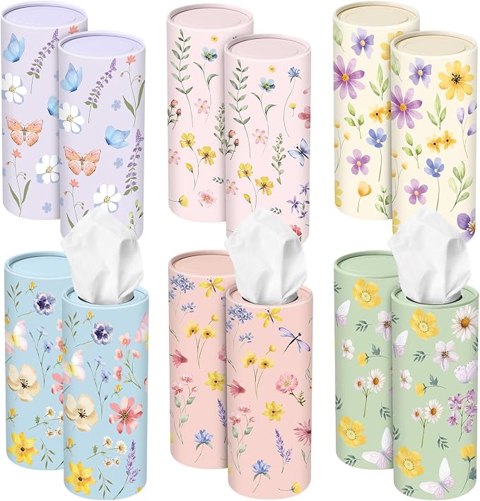 Outus 12 Pcs Floral Car Tissue Holder Cylinders by Outus