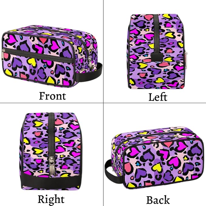 Heart Shape Leopard Skin Print Kids Toiletry Bag - Image 7