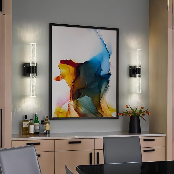 Battery Operated Wireless Wall Sconces Set of Two, Rechargeable Black Wall - Image 8