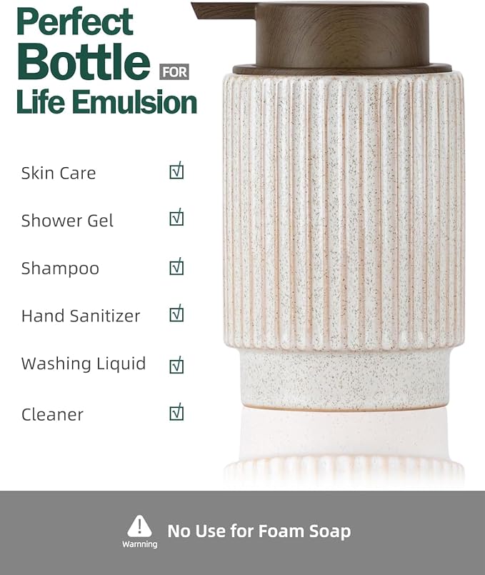 Fun Elements Ceramic Soap Dispenser, Wood Grain Plastic Soap Dispenser - Image 4