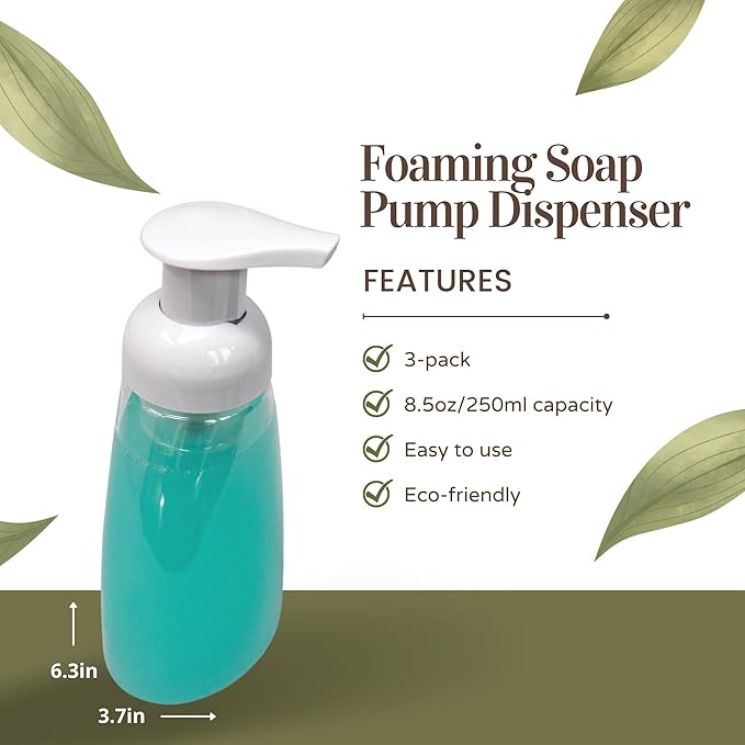 Clear Plastic Foaming Bathroom Countertop Soap Dispensers, Foaming Pump Bottles - Image 3
