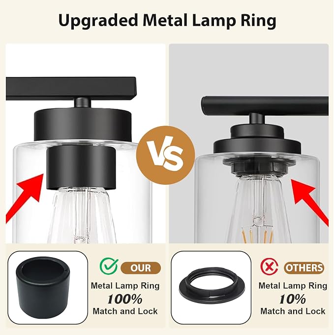 IZORRO Modern Bathroom Light Fixtures, 3 Light Black Vanity Lights, Bathroom - Image 4