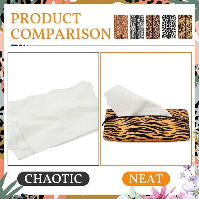 Sherr 5 Pcs Tissues Purse Pocket Holder Reusable Travel Pouch Fabric Zipper - Image 3