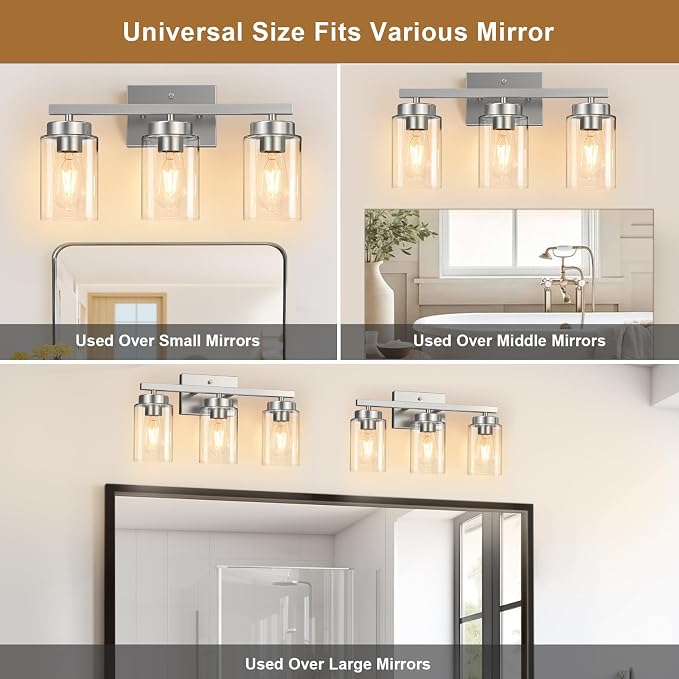 IZORRO Modern Bathroom Light Fixtures, 3 Light Brushed Nickel Vanity Lights - Image 7