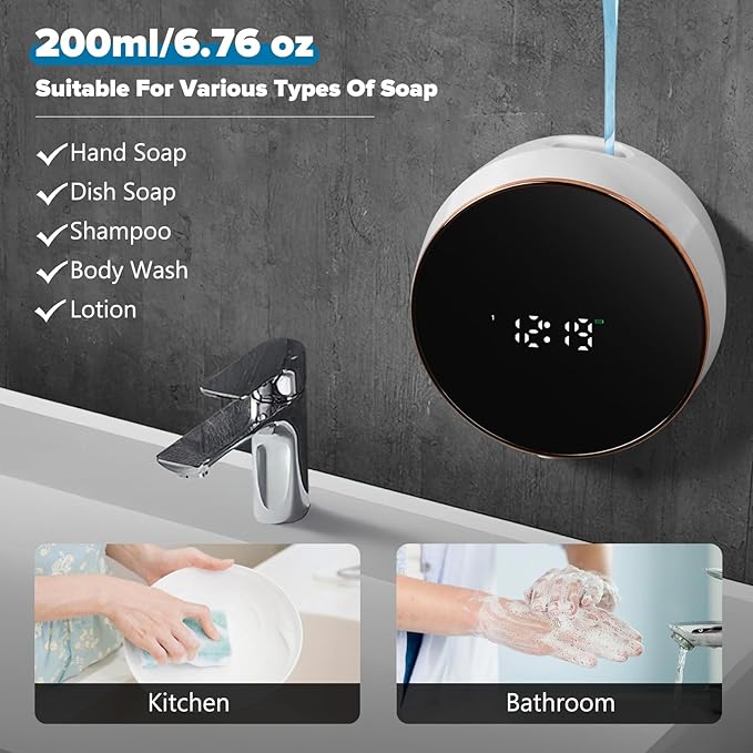 Automatic Soap Dispenser Liquid Bathroom: Wall Mount Rechargeable Touchless - Image 6