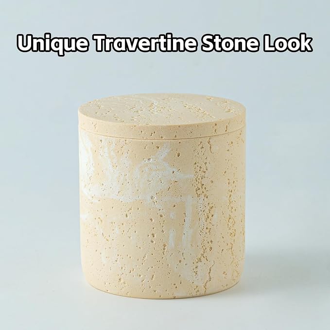 Bathroom Accessories Set, Travertine Stone-Look, Toothbrush Holder, Vanity Tray - Image 5
