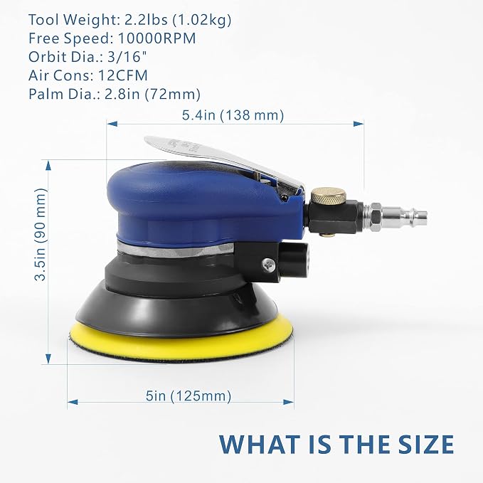 Air Random Orbital Sander by UPWOOD, Pneumatic Palm Sander - Image 5