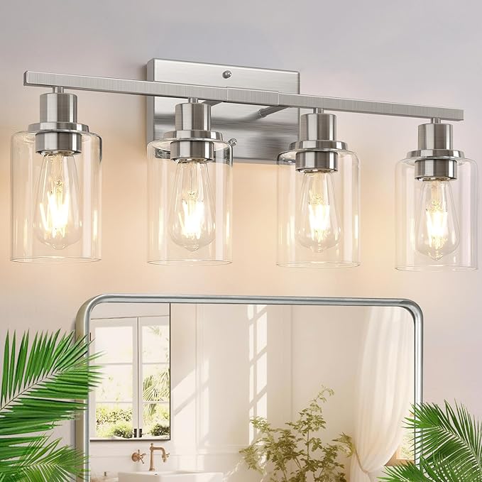 4-Light Bathroom Light Fixtures, Brushed Nickel Vanity Lights by Indoibrightenyourbathroom