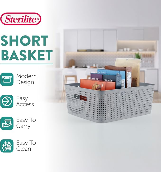 Sterilite 6-Pack Short Basket, Woven Plastic Storage Baskets - Image 2