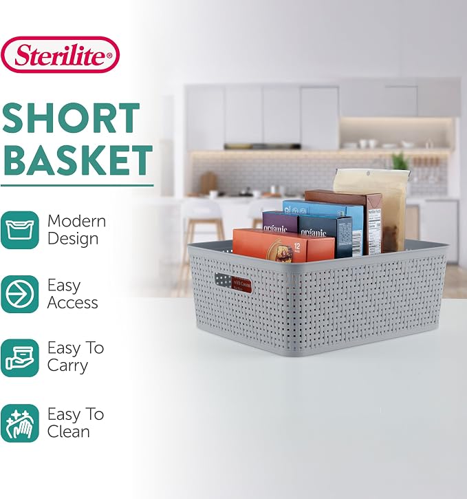 Sterilite 24 Pack Plastic Storage Bin Organization Containers, Short Baskets - Image 2