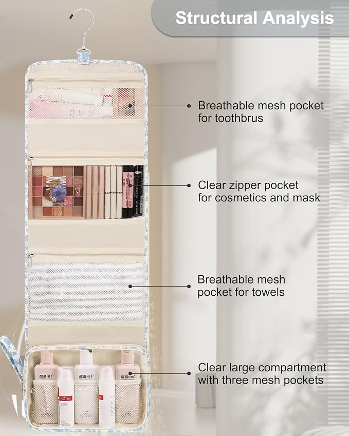 Hanging Toiletry Bag, Travel Toiletries Bag - Image 8