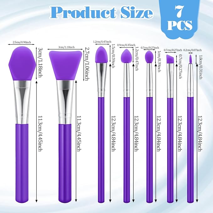 7PCS Silicone Brush Applicator Kit, Resin Brush Applicator UV Resin Brushes - Image 2