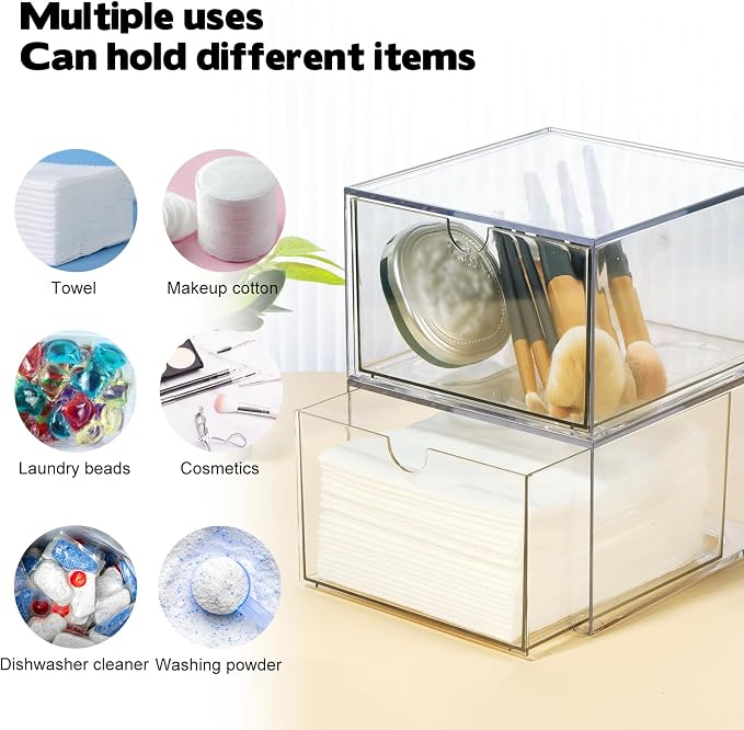 Rainmae 2 Pack Disposable Face Towel Holder, Face Towel Storage Box, Stackable - Image 5