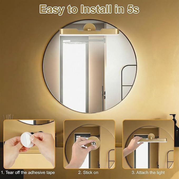 Wireless Vanity Lights for Mirror, Rechargeable Battery Operated Stick on Lamp - Image 4