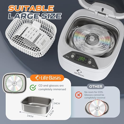 Life Basis Ultrasonic Jewelry Cleaner Ultrasonic Cleaning Machine 850ml LCD - Image 6