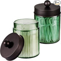 Amolliar Sage Green Qtip Holder, Glass ApothecaryJar Metal Lid & Stickers by Amolliar