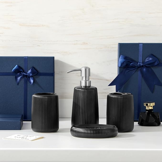 vancasso Ceramic Bathroom Accessories Set 4 Piece, Soap Dispenser - Image 5