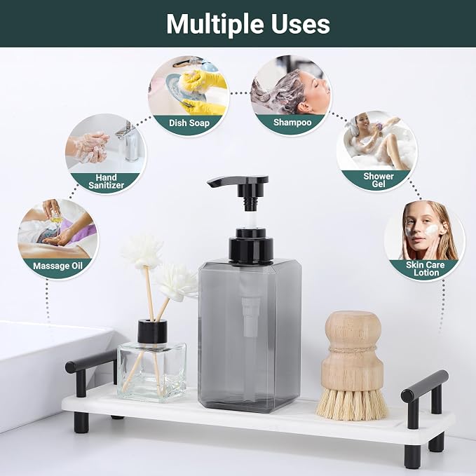 Suream Plastic Soap Dispenser 15oz/450ml, 3 Packs Shampoo Bottles Refillable - Image 5