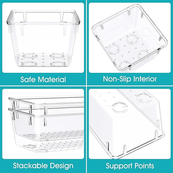 28 PCS Clear Plastic Drawer Organizers Set, 4 Size Desk Drawer Organizer Trays - Image 3