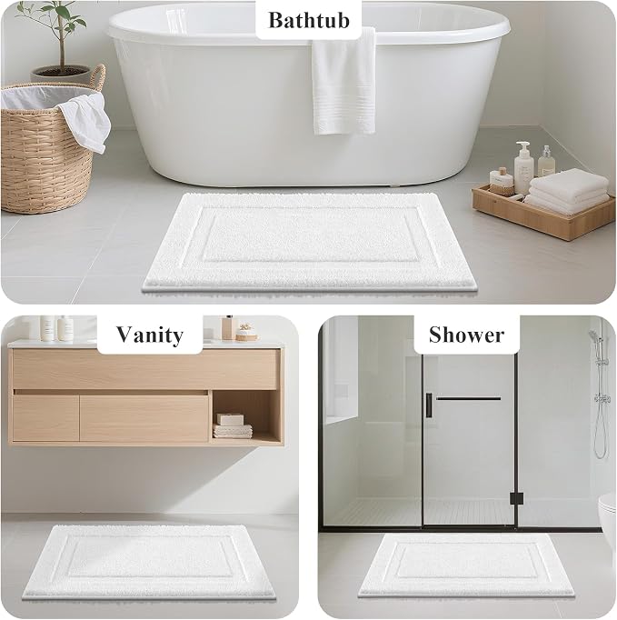 SHACOS White Bathroom Rugs Sets of 2 Pieces 32x20 inch, Super Soft Fluffy Bath - Image 6