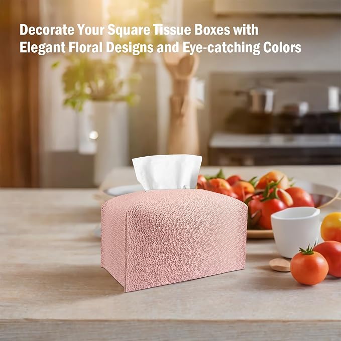 Tissue Box Cover PU Leather Tissue Holder Rectangle Facial Tissue Case Tissue - Image 2