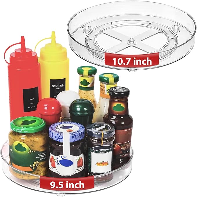 2 Pack Lazy Susan Organizer, 9.5 Inch, 10.7 Inch Lazy Susan Turntable by Optish
