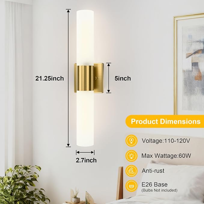 Kalium Bathroom Wall Sconces Set of Two, 21 Inch Modern Vanity Lights - Image 7