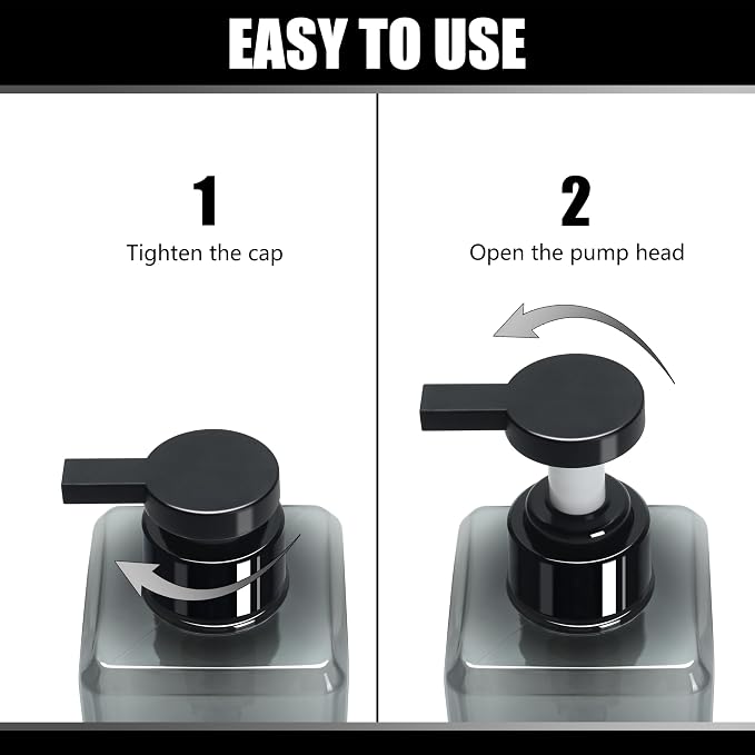Soap Dispenser Bottle with Pump, YACEYACE 25oz Set of 3 Clear Grey Large - Image 5
