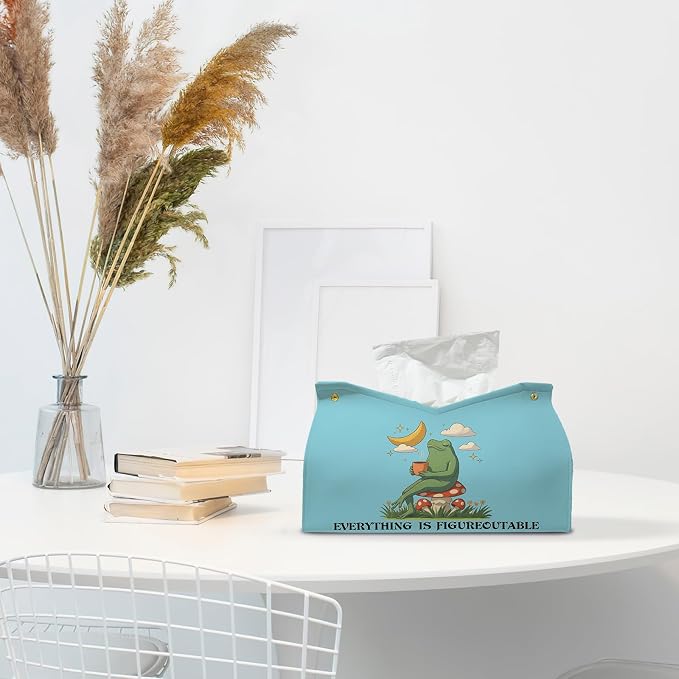 Bule Frog Motivational Tissue Box Cover, Mental Health Inspirational Toilet - Image 3