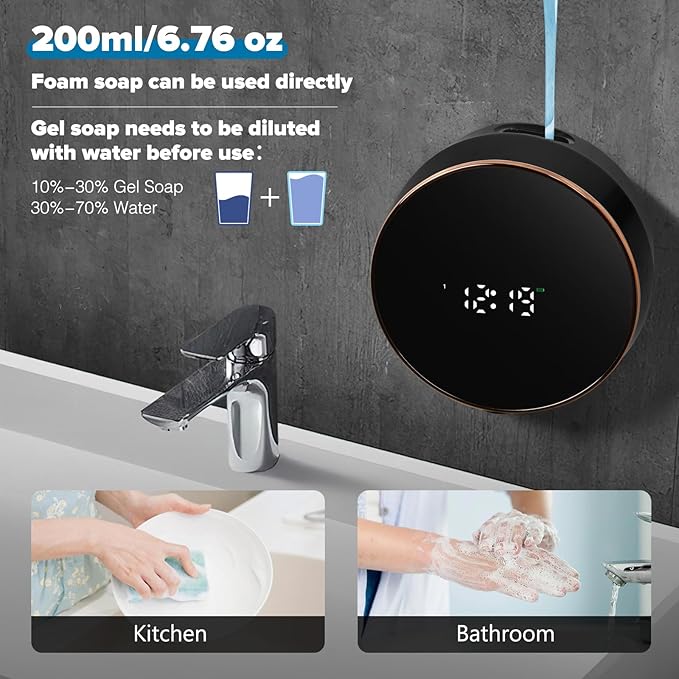 Automatic Soap Dispenser Foam Bathroom: Wall Mount Rechargeable Touchless - Image 6