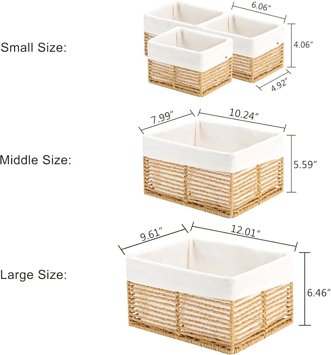 Vagusicc Wicker Storage Basket, Hand-Woven Paper Rope Wicker Baskets, - Image 2