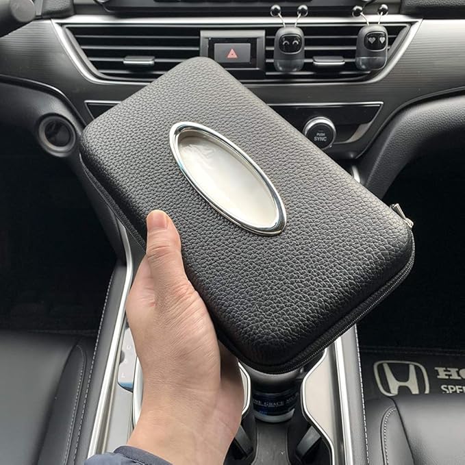 Sun Visor Tissue Holder, Zipper Napkin Holder, PU Leather Backseat Tissue Case - Image 6