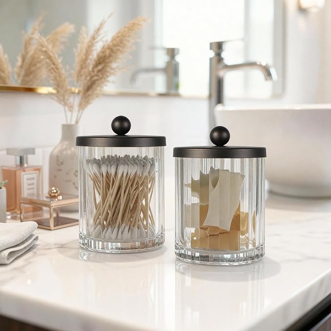 Amolliar Apothecary Jars Bathroom Vanity Storage Organizer Set, Countertop - Image 3