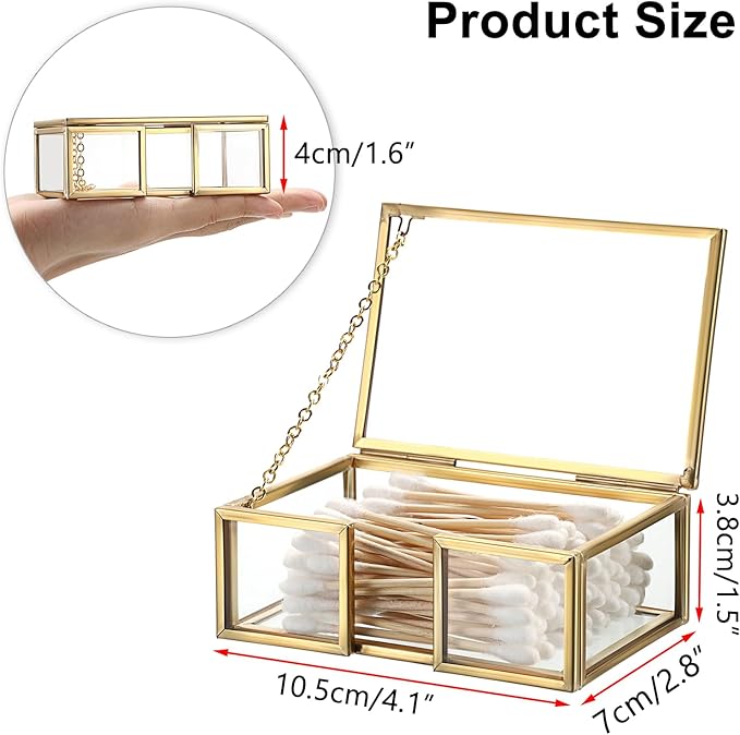 Cotton Swab Holder Small Qtip Dispenser Glass Bathroom Accessories Storage - Image 3