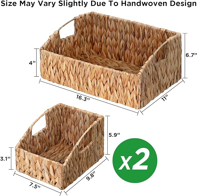 Ollieroo Rattan Storage Baskets, Handwoven Wicker Storage Bins - Image 6
