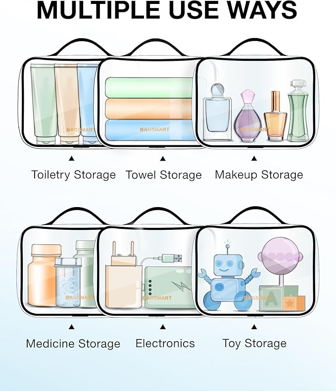 BAGSMART Clear Toiletry Bag, TSA Approved Travel Toiletry Bag Carry On Travel - Image 5