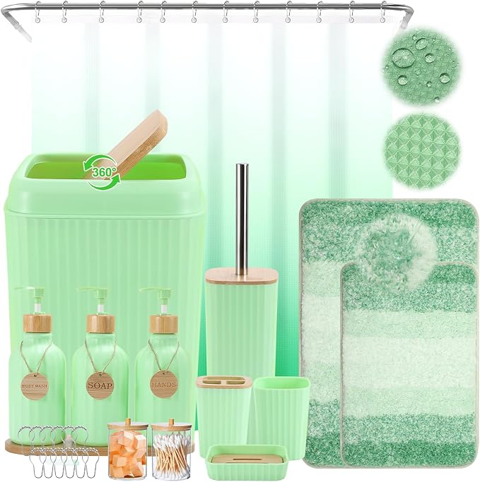 32PCS Green Bathroom Accessories Set by BetterbathroomwithXLHOME