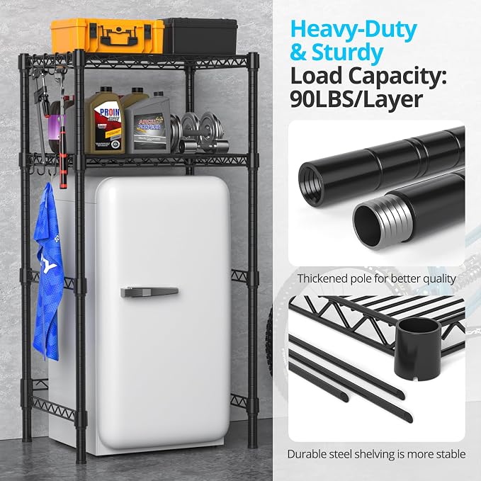Mini Fridge Stand with Adjustable Shelf, 2 Tier Storage Rack Organizer - Image 5
