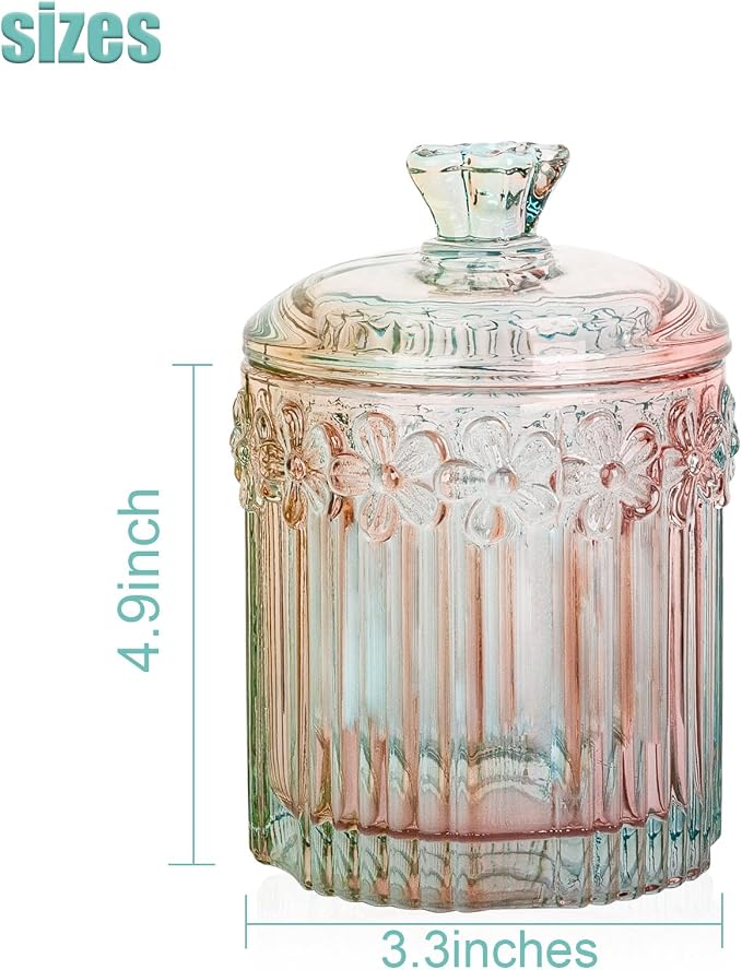 rejomiik 2 Pack Qtip Holder Glass Apothecary Jars - Image 3