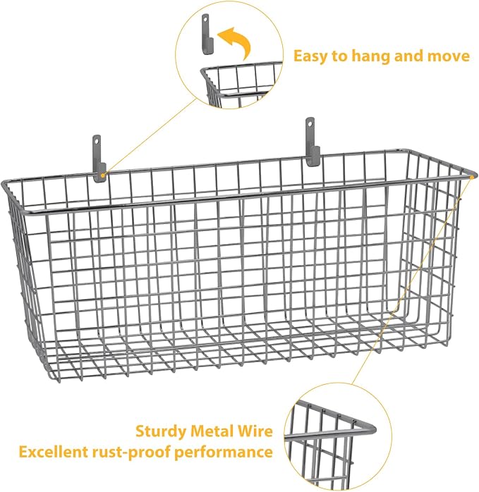 2 Sets Extra Large Hanging Wall Basket, WallmountedFruit Vegetable Toy Snack - Image 3