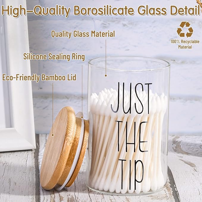 4 Pack Qtip Holder Glass Dispenser - Image 3